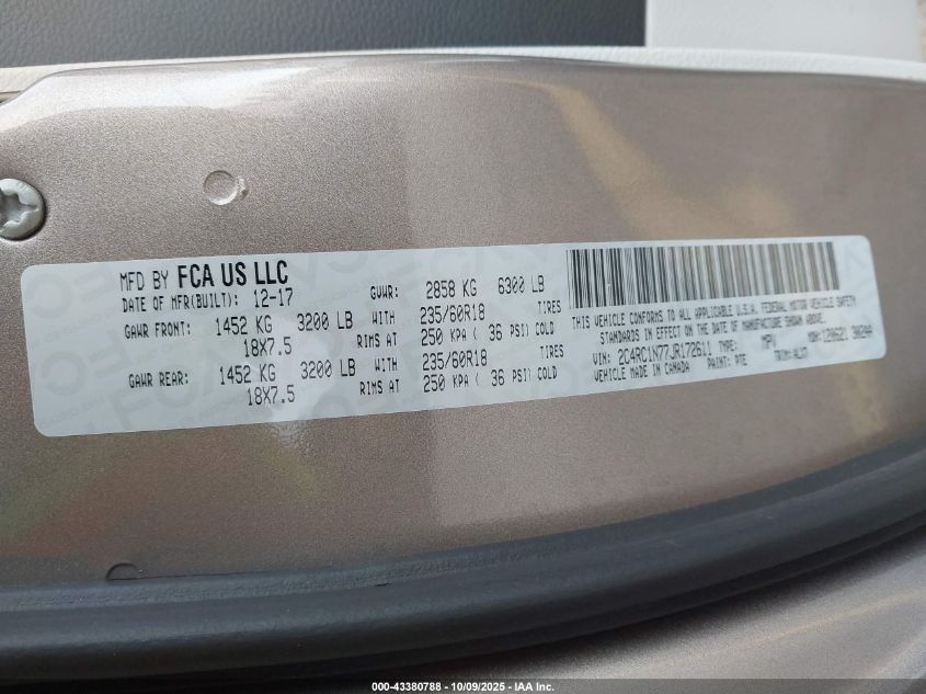 2018 Chrysler Pacifica Hybrid Limited VIN: 2C4RC1N77JR172611 Lot: 43380788