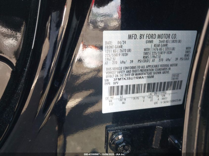 2024 Ford Mustang Mach-E Premium VIN: 3FMTK3SU7RMA11608 Lot: 43380967