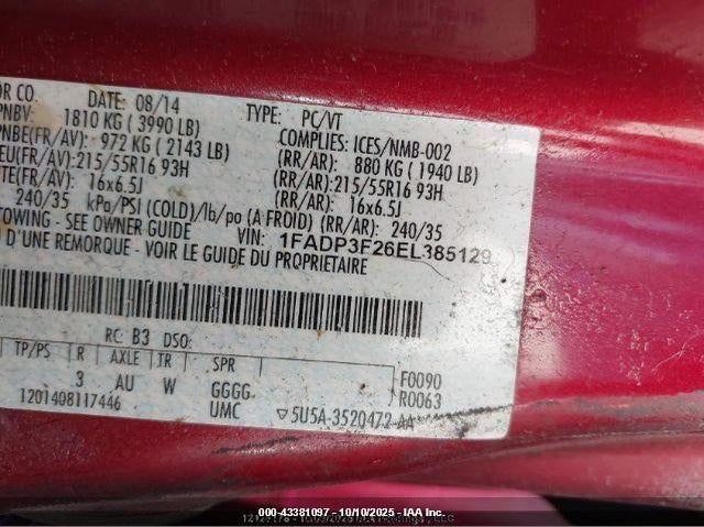 1FADP3F26EL385129 2014 FORD FOCUS photo no. 9