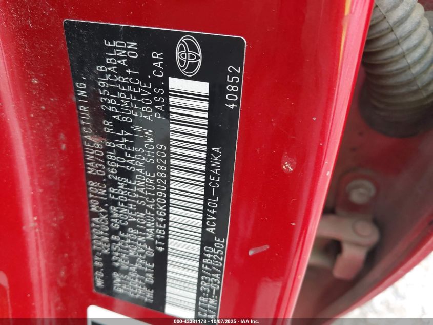 2009 Toyota Camry Le VIN: 4T1BE46K09U288209 Lot: 43381178