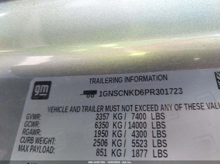 2023 CHEVROLET TAHOE 2WD LT - 1GNSCNKD6PR301723