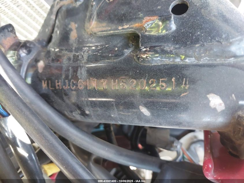 2017 Honda Grom 125 VIN: MLHJC6117H5202514 Lot: 43381400