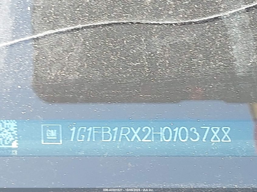 2017 Chevrolet Camaro 1Lt VIN: 1G1FB1RX2H0103788 Lot: 43381527