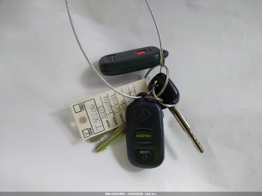 2003 Toyota Corolla Le VIN: JTDBR32E030024022 Lot: 43381693