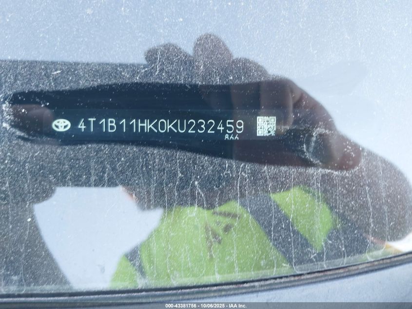 2019 Toyota Camry Se VIN: 4T1B11HK0KU232459 Lot: 43381756