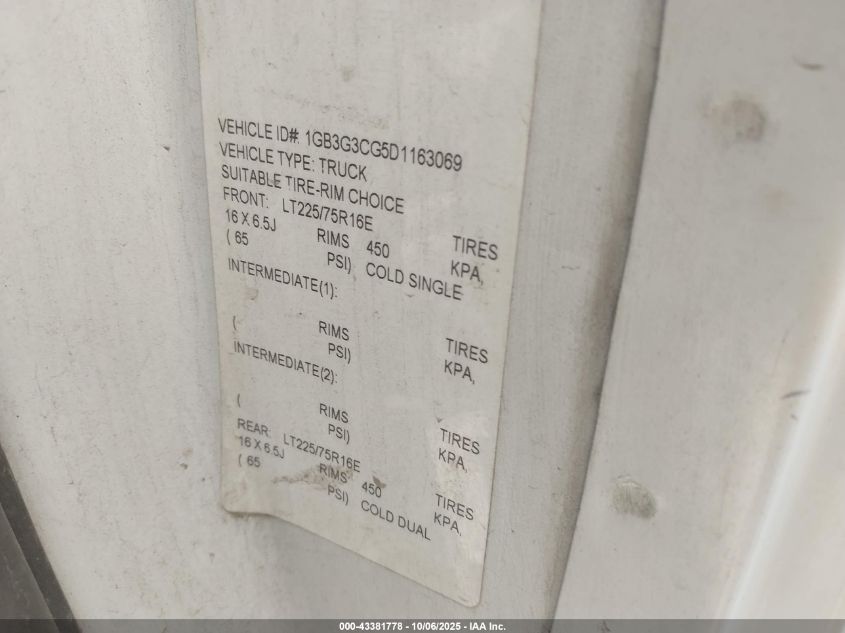 2013 Chevrolet Express Cutaway 3500 VIN: 1GB3G3CG5D1163069 Lot: 43381778