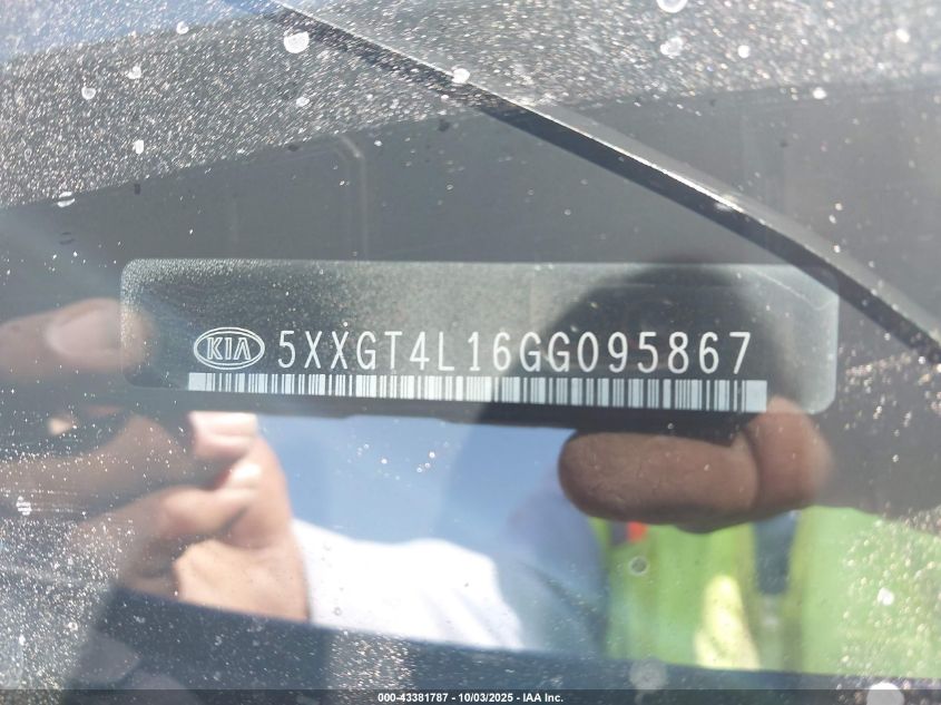 2016 Kia Optima Lx Turbo VIN: 5XXGT4L16GG095867 Lot: 43381787