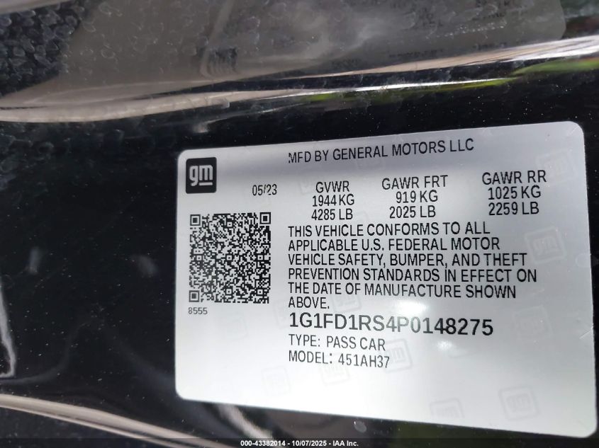 2018 Chevrolet Camaro 2Lt VIN: 1G1FD1RX0J0142895 Lot: 43382014