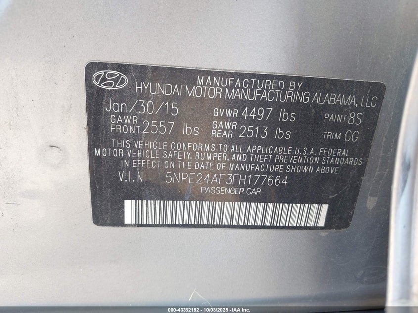 2015 HYUNDAI SONATA SE - 5NPE24AF3FH177664