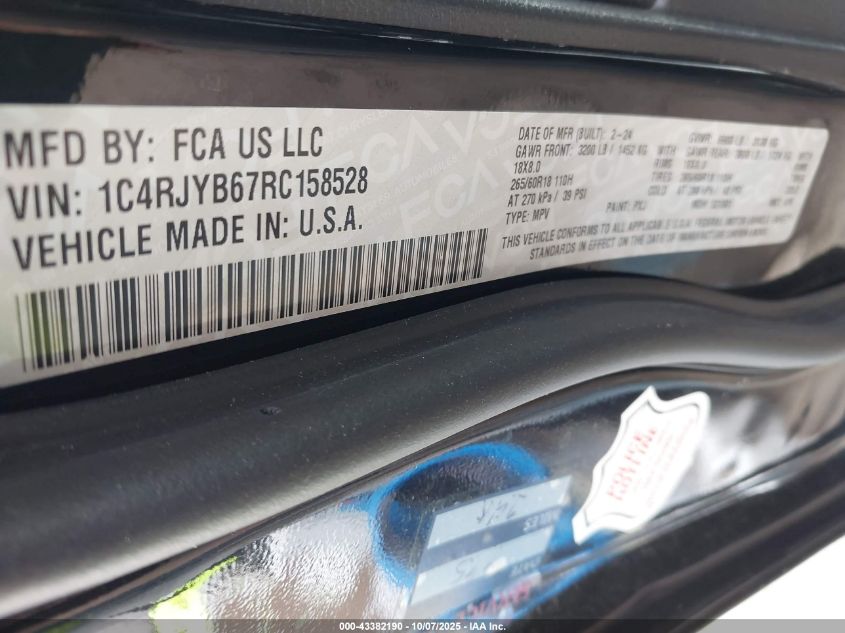 2024 Jeep Grand Cherokee 4Xe VIN: 1C4RJYB67RC158528 Lot: 43382190