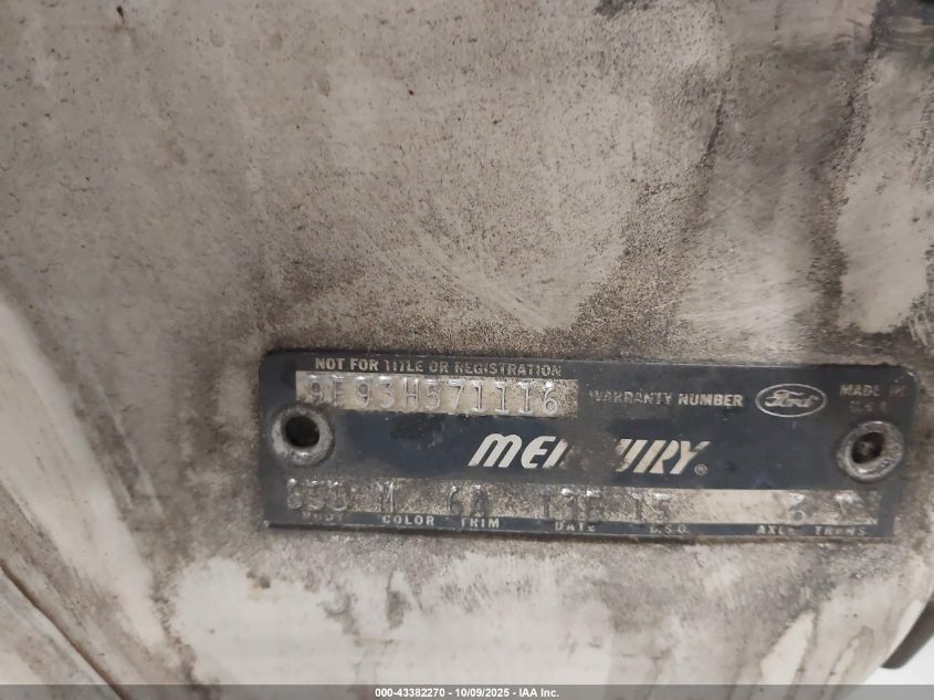 1969 Mercury Cougar Xr7 VIN: 9F93H57116 Lot: 43382270