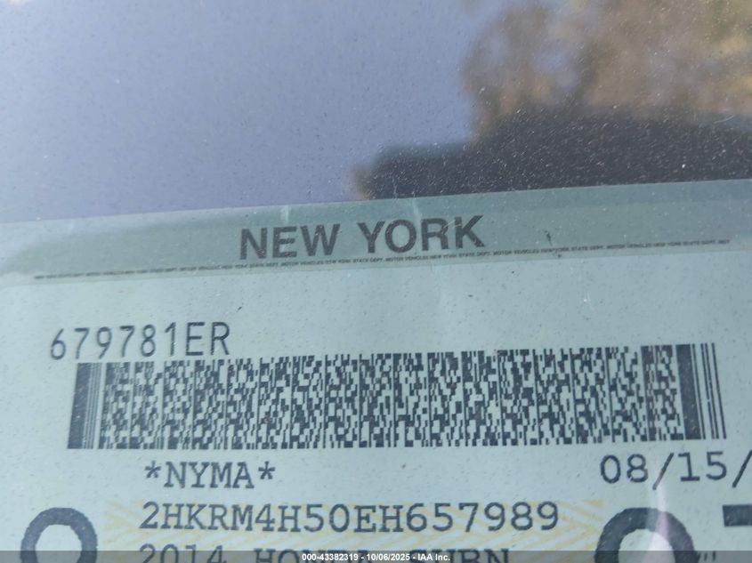 2014 Honda Cr-V Ex VIN: 2HKRM4H50EH657989 Lot: 43382319