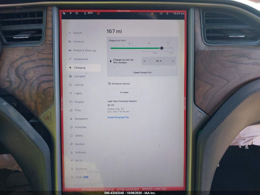 2018 Tesla Model S 100D/75D/P100D VIN: 5YJSA1E22JF291612 Lot: 43382348