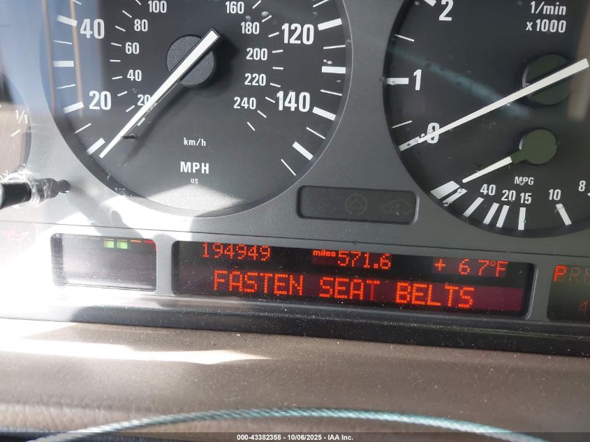 1998 BMW 740Il VIN: WBAGJ8324WDM11763 Lot: 43382358