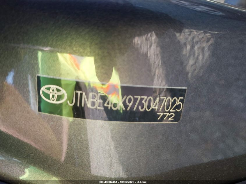 2007 Toyota Camry Le VIN: JTNBE46K973047025 Lot: 43382451