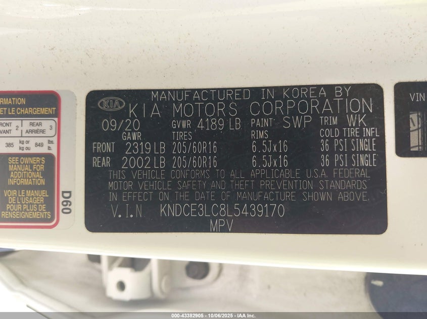 2020 KIA NIRO EX PREMIUM KNDCE3LC8L5439170