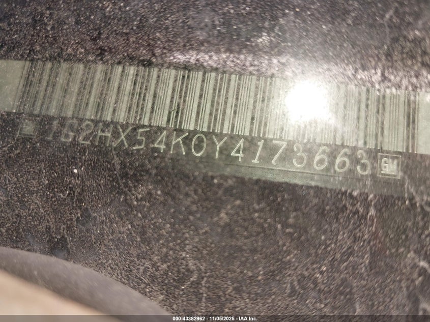 2000 Pontiac Bonneville Se VIN: 1G2HX54K0Y4173663 Lot: 43382962