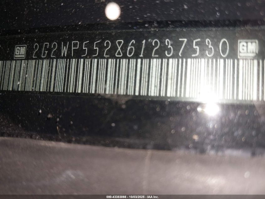 2006 Pontiac Grand Prix VIN: 2G2WP552861237530 Lot: 43383066