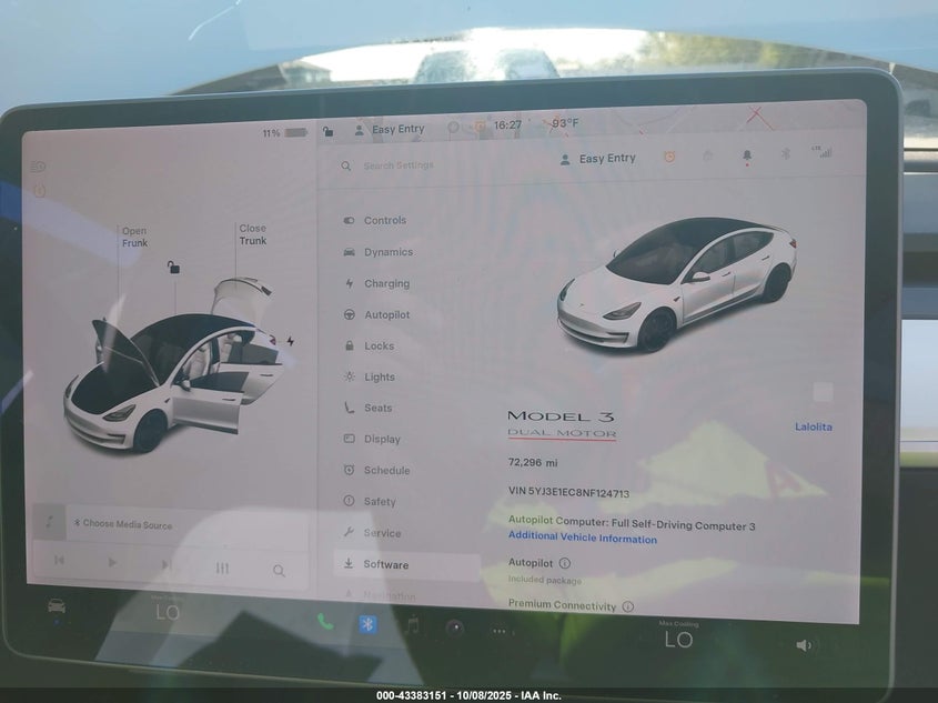 2022 Tesla Model 3 Performance Dual Motor All-Wheel Drive VIN: 5YJ3E1EC8NF124713 Lot: 43383151