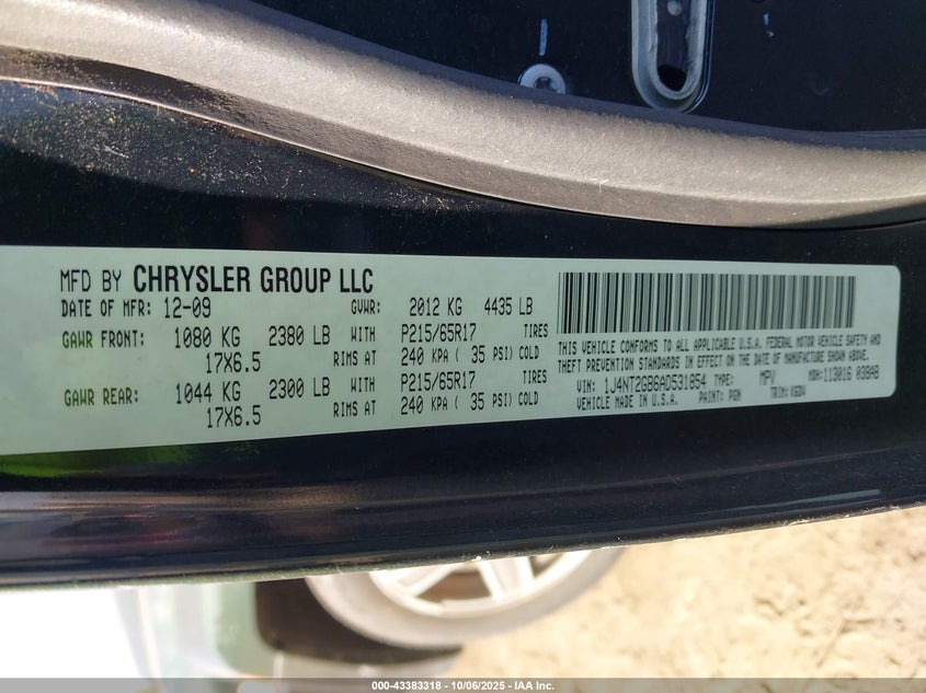 2010 Jeep Patriot Sport VIN: 1J4NT2GB6AD531854 Lot: 43383318