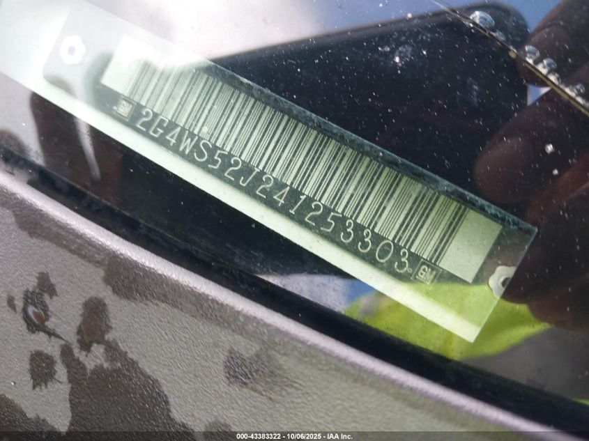 2004 Buick Century VIN: 2G4WS52J241253303 Lot: 43383322