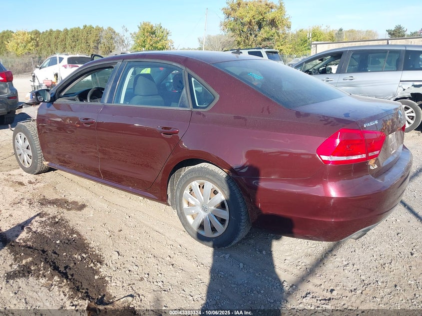 2013 VOLKSWAGEN PASSAT 2.5L S 1VWAP7A39DC095953
