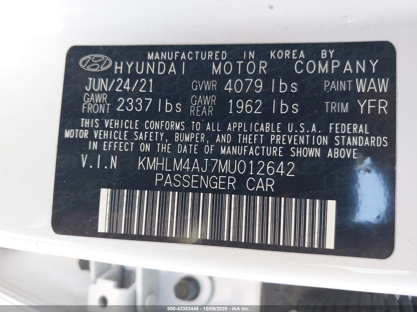 KMHLM4AJ7MU012642 2021 HYUNDAI ELANTRA photo no. 9