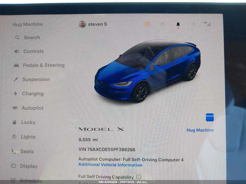 2023 Tesla Model X Dual Motor All-Wheel Drive/Standard Range VIN: 7SAXCDE55PF386298 Lot: 43383516