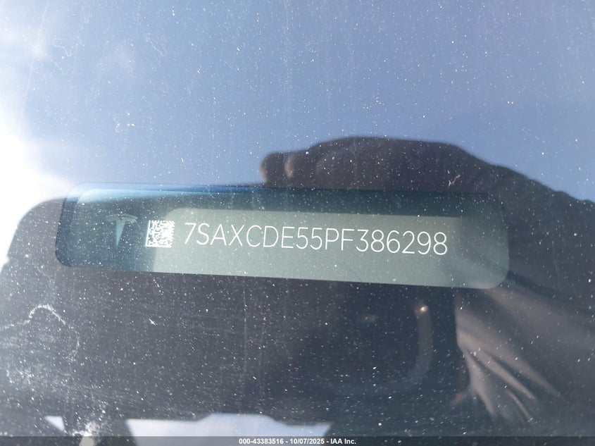 2023 Tesla Model X Dual Motor All-Wheel Drive/Standard Range VIN: 7SAXCDE55PF386298 Lot: 43383516