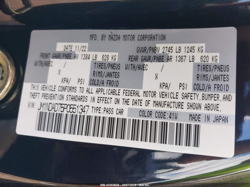 2023 MAZDA MX-5 MIATA GRAND TOURING JM1NDAD75P0551347