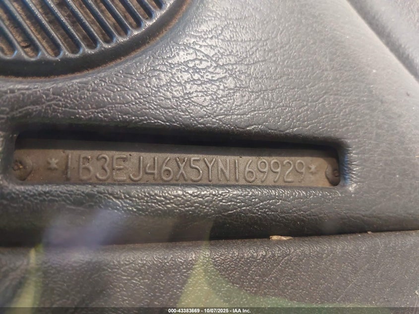 2000 Dodge Stratus Se VIN: 1B3EJ46X4YN120995 Lot: 43383669