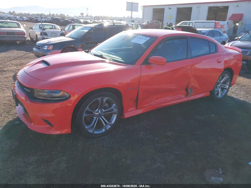 2021 Dodge Charger 5.7 R t Rwd Orange Lot 111043383670 Vin 2C3CDXCT6MH592140