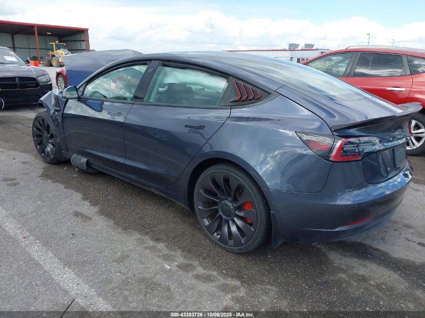 2022 Tesla Model 3 Performance Dual Motor All-Wheel Drive VIN: 5YJ3E1EC2NF306973 Lot: 43383726