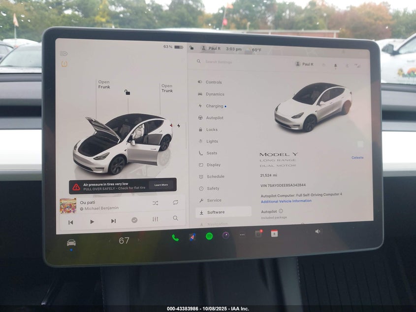 2025 Tesla Model Y Long Range Dual Motor All-Wheel Drive VIN: 7SAYGDEE8SA342844 Lot: 43383986