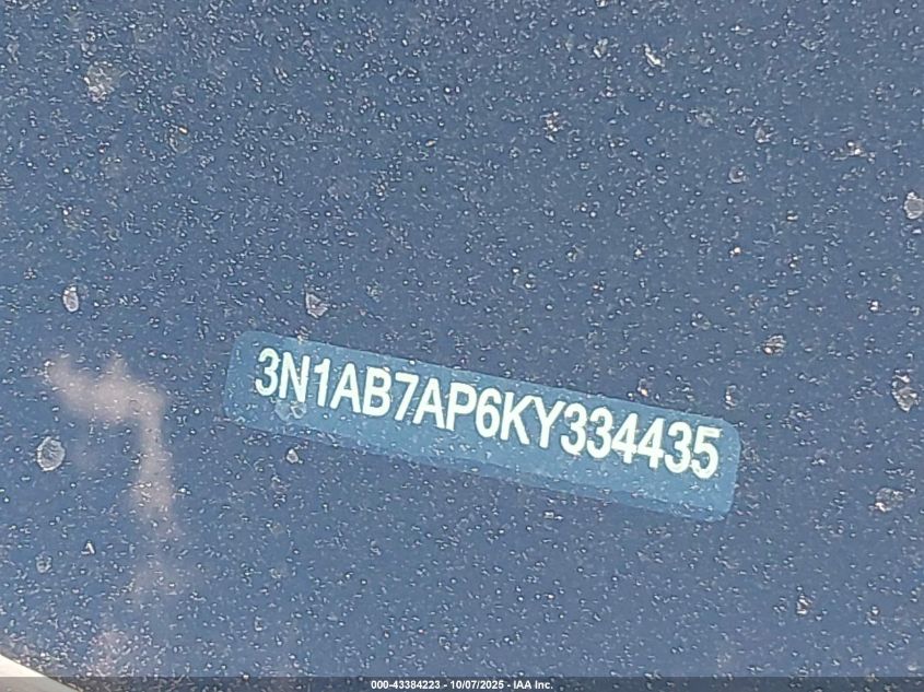 2019 Nissan Sentra Sv VIN: 3N1AB7AP6KY334435 Lot: 43384223