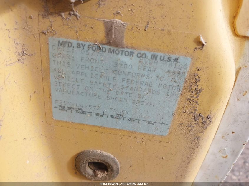 1975 Ford F250 VIN: F25MKU42572 Lot: 43384520