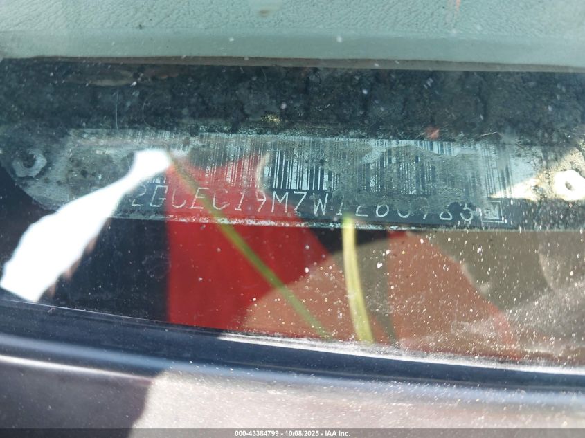 1998 Chevrolet C1500 Fleetside VIN: 2GCEC19M7W1260983 Lot: 43384799