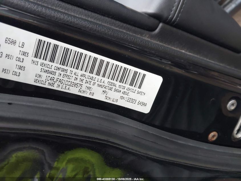 2012 Jeep Grand Cherokee Laredo VIN: 1C4RJFAG1CC220575 Lot: 43385130