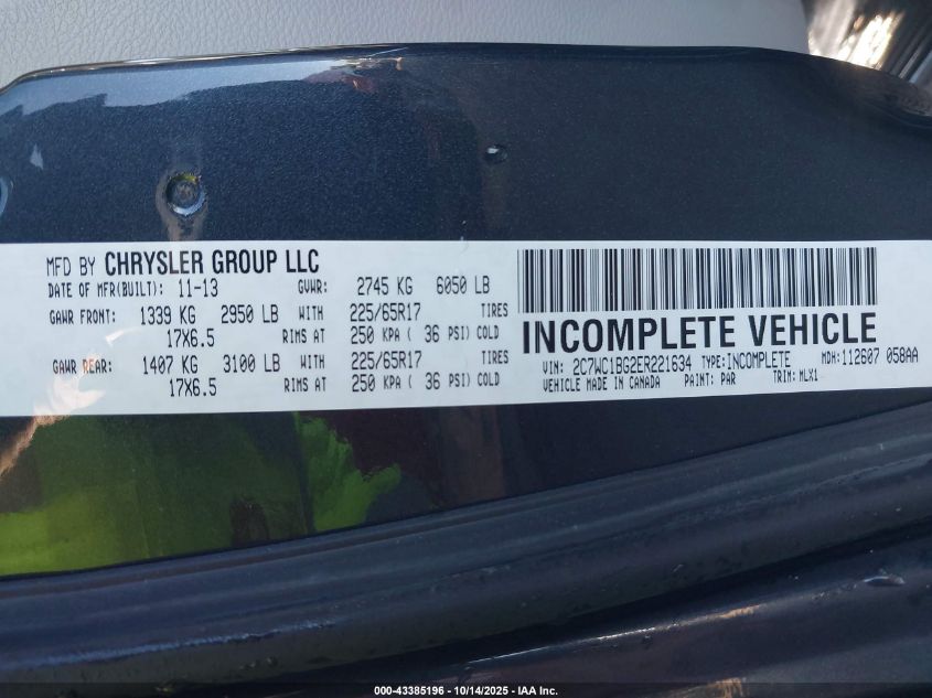 2014 Chrysler Town & Country Touring VIN: 2C7WC1BG2ER221634 Lot: 43385196