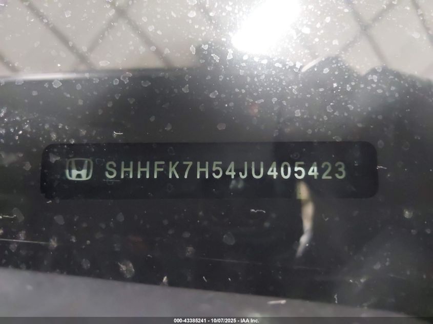 2018 Honda Civic Ex VIN: SHHFK7H54JU405423 Lot: 43385241