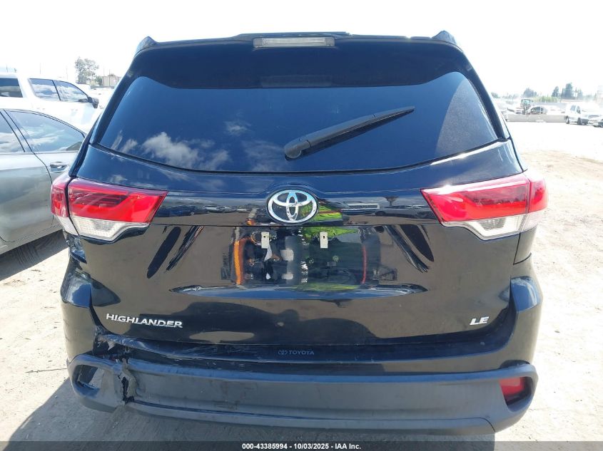 2019 Toyota Highlander Le VIN: 5TDZZRFH0KS291517 Lot: 43385994