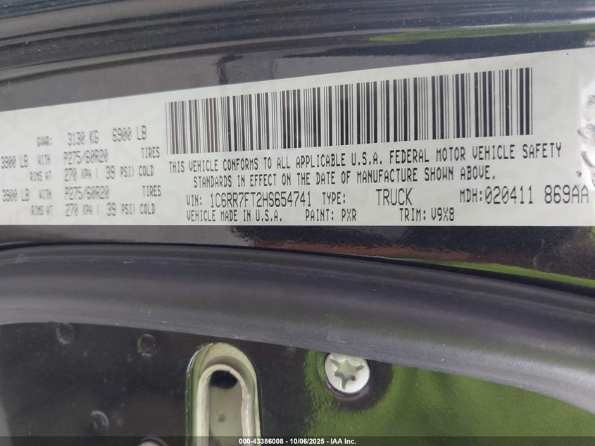 2017 RAM 1500 EXPRESS  4X4 6'4 BOX/TRADESMAN  4X4 6'4 BOX 1C6RR7FT2HSR54741