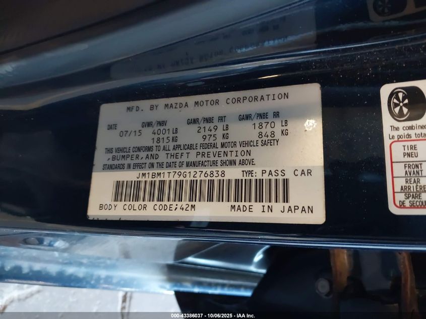 2016 Mazda Mazda3 I Sport VIN: JM1BM1T79G1276838 Lot: 43386037