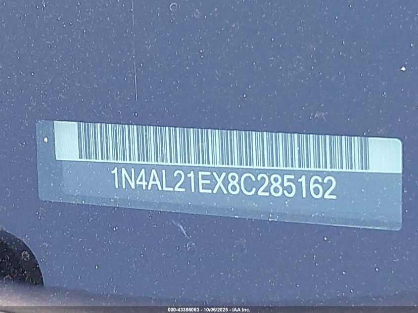 2008 Nissan Altima 2.5 S VIN: 1N4AL21EX8C285162 Lot: 43386063