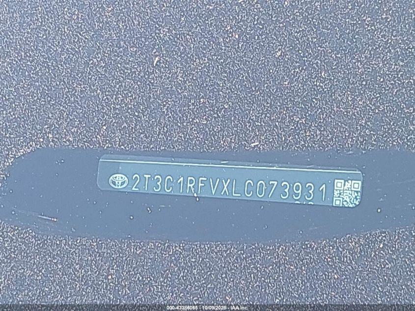 2020 Toyota Rav4 VIN: 2T3CIRFVXLC073931 Lot: 43386065