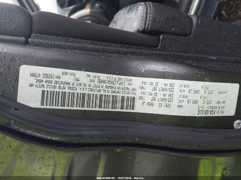 2016 Jeep Cherokee Latitude VIN: 1C4PJLCBXGW190892 Lot: 43386100