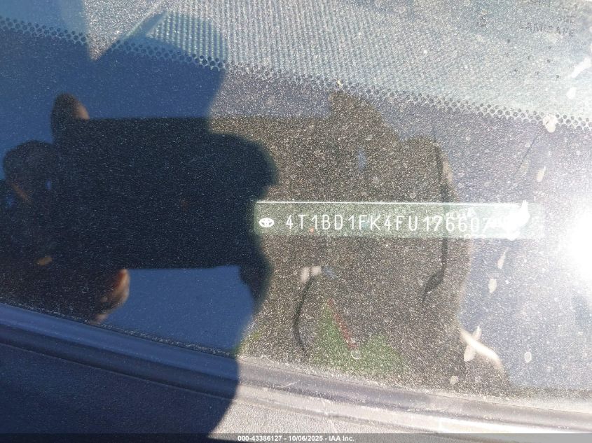 2015 Toyota Camry Hybrid Le VIN: 4T1BD1FK4FU176607 Lot: 43386127