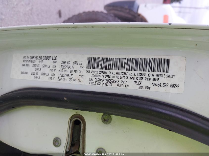 2013 Ram 2500 Tradesman VIN: 3C6TR5HT8DG568942 Lot: 43386414