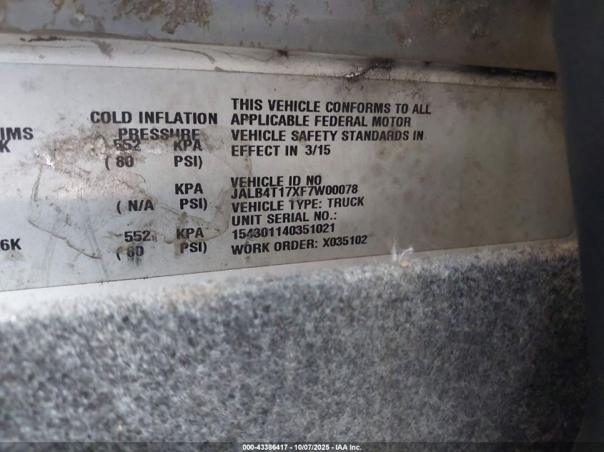 2015 Isuzu Commercial Van VIN: JALB4T17XF7W00078 Lot: 43386417