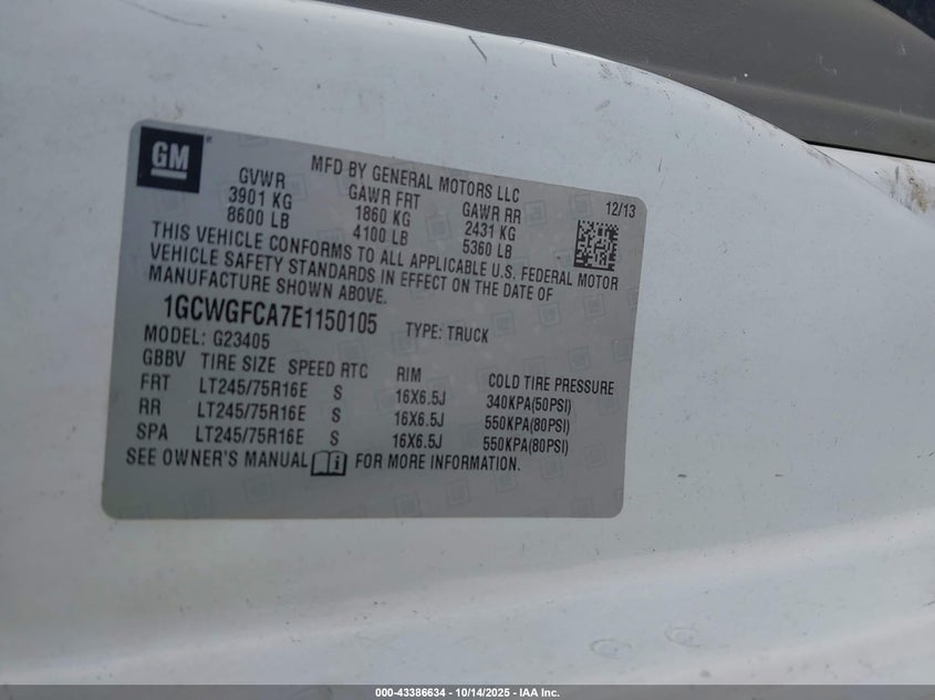 1GCWGFCA7E1150105 2014 CHEVROLET EXPRESS photo no. 9